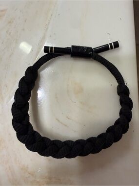 Braided Black Rope Bracelet with Toggle Accent